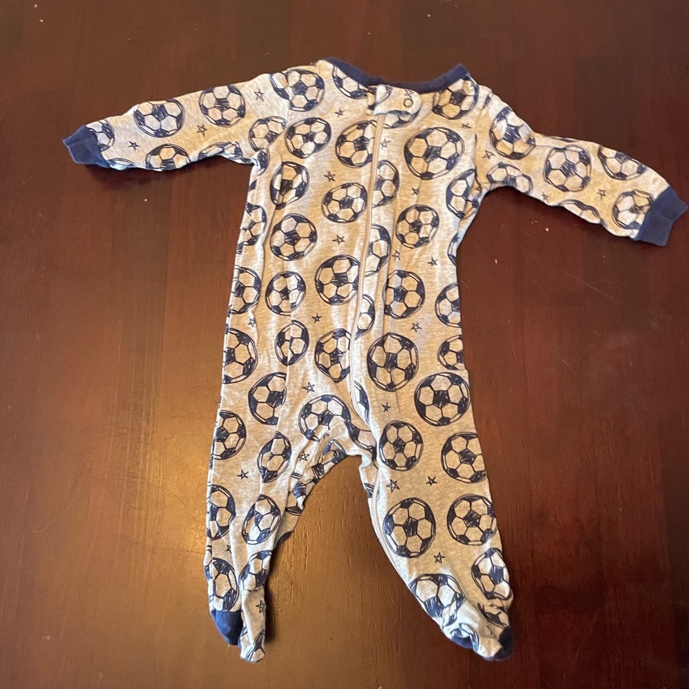 Blue Soccer Print Kids One Piece